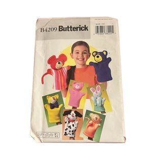 Butterick 4209 Animal Hand Puppets Craft Sewing Pattern - UNCUT.